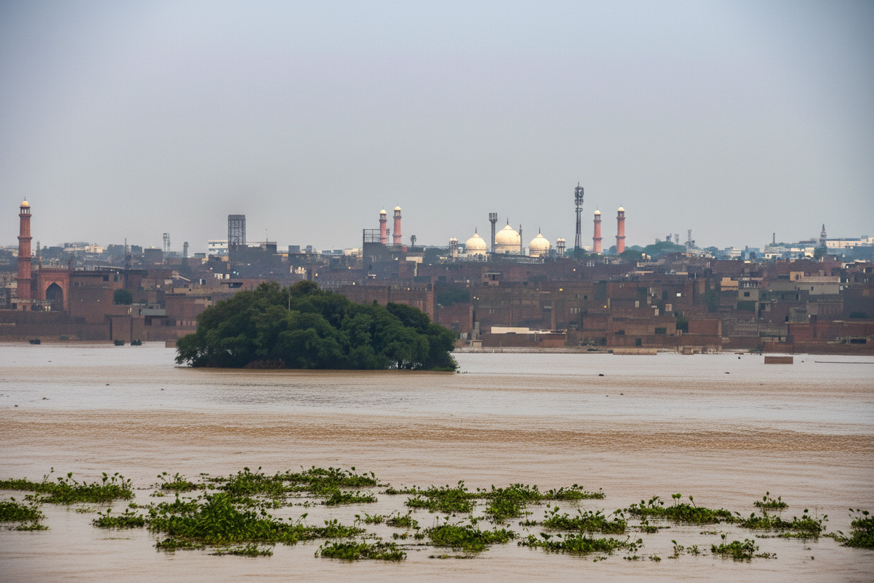 Ravi River Near Badshahi Mosque Flows After Decades